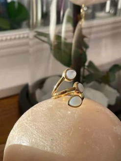 Best Sale Bague Ajustable Doree/Blanc Nafy Femmes Bague