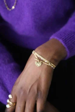 Best Sale Bague Ajustable Doree/Blanc Nafy Femmes Bague