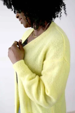 Sale Gilet Long Jaune Dan Femmes Gilet