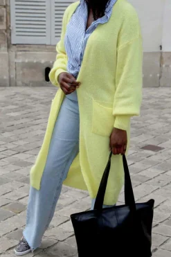 Sale Gilet Long Jaune Dan Femmes Gilet