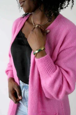 Hot Gilet Long Rose Dan Femmes Gilet