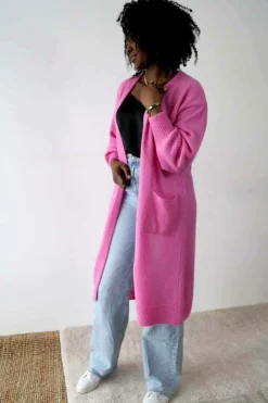 Hot Gilet Long Rose Dan Femmes Gilet
