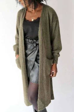 Shop Gilet Long Vert Mohair Dan Femmes Gilet