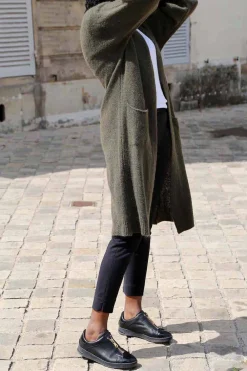 Shop Gilet Long Vert Mohair Dan Femmes Gilet