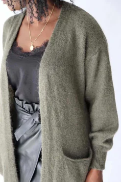 Shop Gilet Long Vert Mohair Dan Femmes Gilet