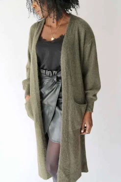 Shop Gilet Long Vert Mohair Dan Femmes Gilet