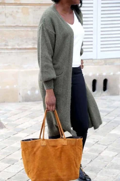 Shop Gilet Long Vert Mohair Dan Femmes Gilet