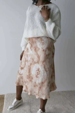 New Jupe Midi Satinee Ecru Gina Femmes Jupe