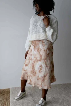 New Jupe Midi Satinee Ecru Gina Femmes Jupe