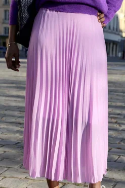 Sale Jupe Plissee Midi Violet Lilas Caudy Femmes Jupe