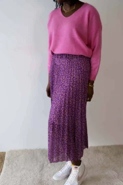 Discount Jupe Plissee Violet Nimalia Femmes Jupe