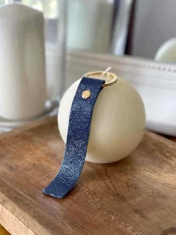 New Porte-Clés En Cuir Bleu Marine Daisy Femmes Porte-Clés