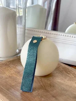 Outlet Porte-Clés En Cuir Bleu Petrole Daisy Femmes Porte-Clés