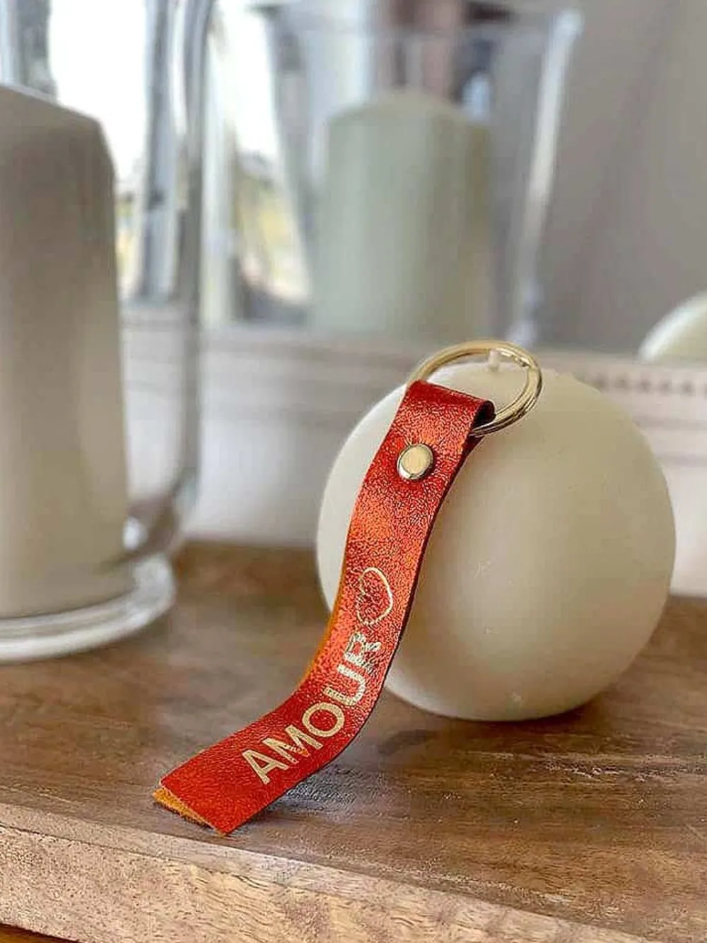 Outlet Porte-Clés En Cuir Orange Daisy Femmes Porte-Clés
