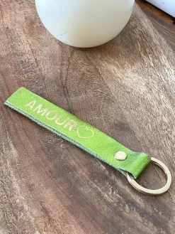 Best Sale Porte-Clés En Cuir Vert Anis Daisy Femmes Porte-Clés
