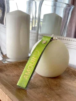 Best Sale Porte-Clés En Cuir Vert Anis Daisy Femmes Porte-Clés
