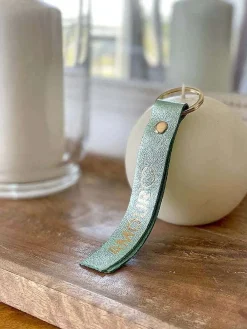 Cheap Porte-Clés En Cuir Vert Eau Daisy Femmes Porte-Clés