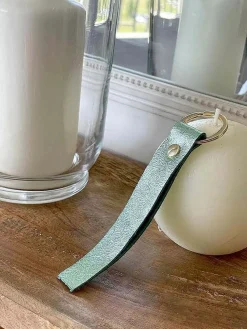 Cheap Porte-Clés En Cuir Vert Eau Daisy Femmes Porte-Clés