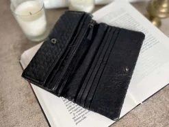 Clearance Portefeuille Cuir Tresse Noir Justin Femmes Portefeuille & Compagnon