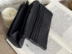 Clearance Portefeuille Cuir Tresse Noir Justin Femmes Portefeuille & Compagnon