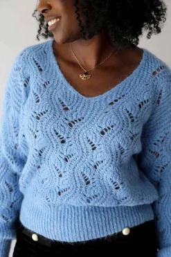 Best Pull Bleu Mohair Leo Femmes Pull