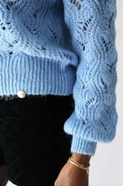 Best Pull Bleu Mohair Leo Femmes Pull