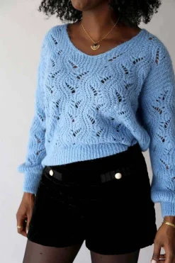 Best Pull Bleu Mohair Leo Femmes Pull