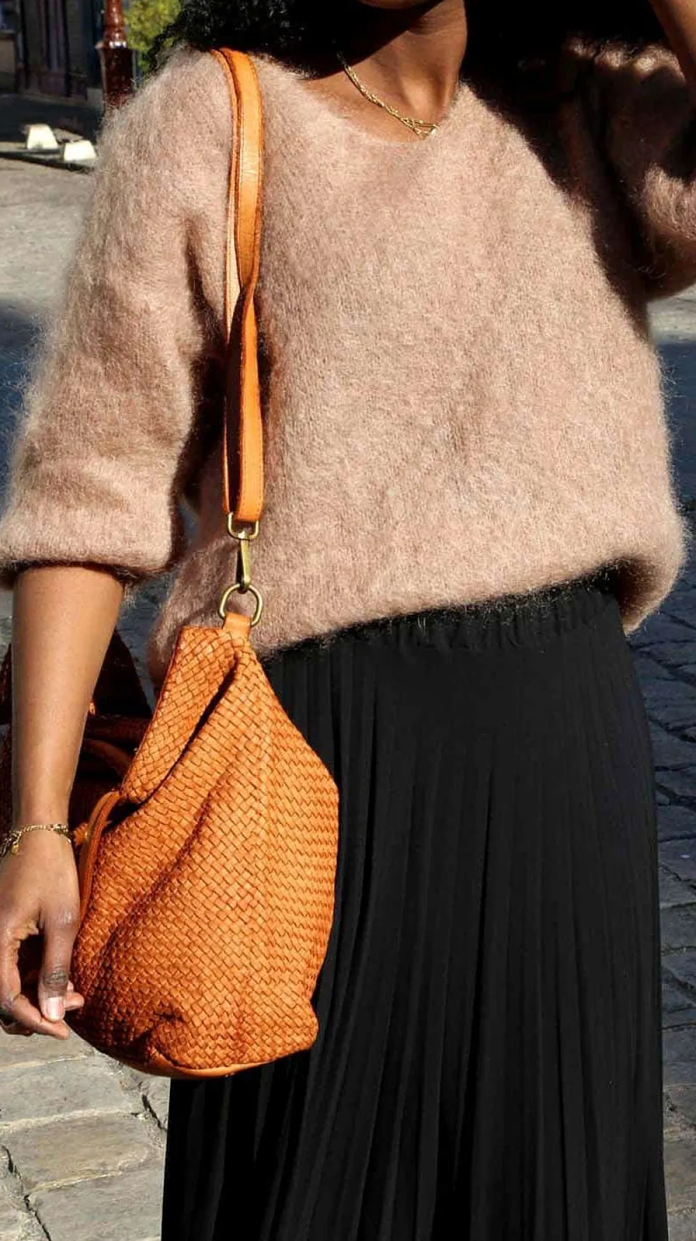 Clearance Pull Marron Camel Teddy Femmes Pull