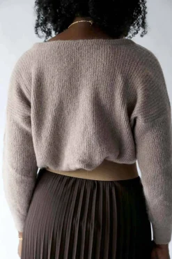 Best Sale Pull Mohair Taupe Ozzie Femmes Pull