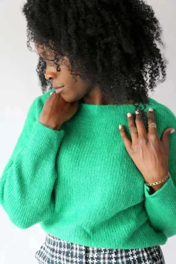 Hot Pull Mohair Vert Coline Femmes Pull