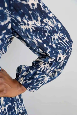 Outlet Robe Longue Imprime Bleu Lison Femmes Robe