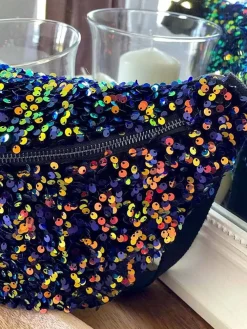 Fashion Sac Banane Bleu Peche A Sequins Xl Laumy Femmes Sac Banane