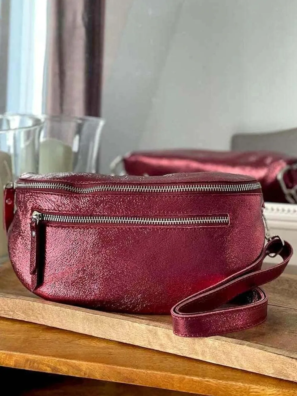 Fashion Sac Banane Rouge Bordeaux June Femmes Sac Banane