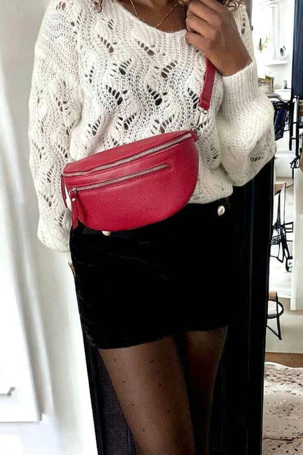 Shop Sac Banane Rouge Cerise Chelby Femmes Sac Banane
