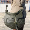 Best Sac Besace Cuir Vert Kaki Ninon Femmes Sac Porte Epaule Avec Sangle