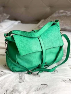Fashion Sac Besace Cuir Vert Pomme Ninon Femmes Sac Format A4 Et +