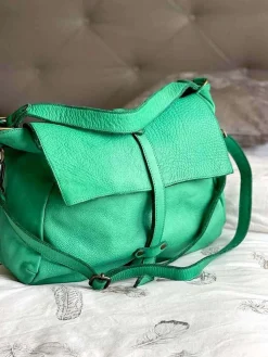 Fashion Sac Besace Cuir Vert Pomme Ninon Femmes Sac Format A4 Et +