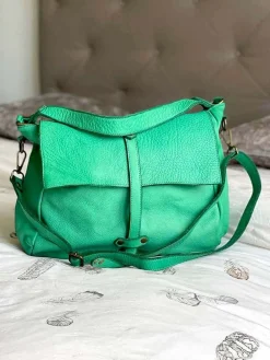 Fashion Sac Besace Cuir Vert Pomme Ninon Femmes Sac Format A4 Et +