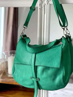 Fashion Sac Besace Cuir Vert Pomme Ninon Femmes Sac Format A4 Et +