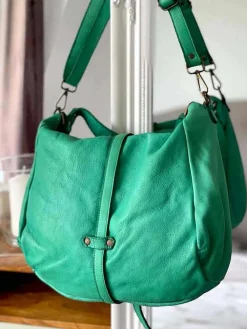 Fashion Sac Besace Cuir Vert Pomme Ninon Femmes Sac Format A4 Et +