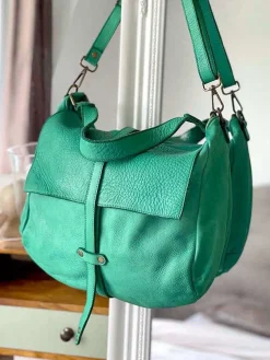 Fashion Sac Besace Cuir Vert Pomme Ninon Femmes Sac Format A4 Et +