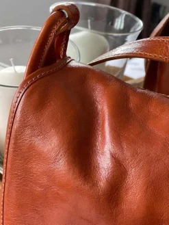 Cheap Sac Marron Camel Stefania Femmes Sac Porte Epaule Avec Sangle