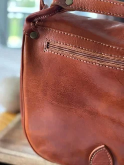 Cheap Sac Marron Camel Stefania Femmes Sac Porte Epaule Avec Sangle