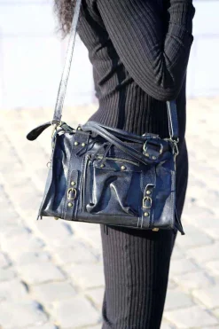 Shop Sac Noir Eloane Midi Femmes Sac Porte Epaule Avec Sangle
