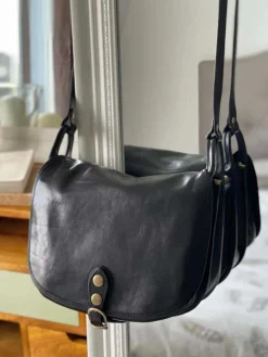Hot Sac Noir Stefania Femmes Sac Porte Epaule Avec Sangle