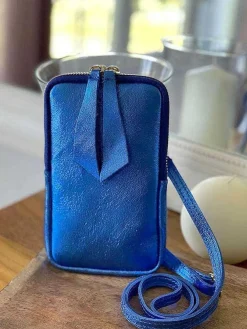 Sale Sac Portable En Cuir Bleu Kira Femmes Sac Taille Téléphone Portable