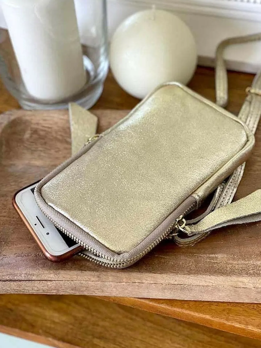 Shop Sac Portable En Cuir Dore Kira Femmes Sac Taille Téléphone Portable