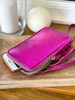 Clearance Sac Portable En Cuir Rose Kira Femmes Sac Taille Téléphone Portable