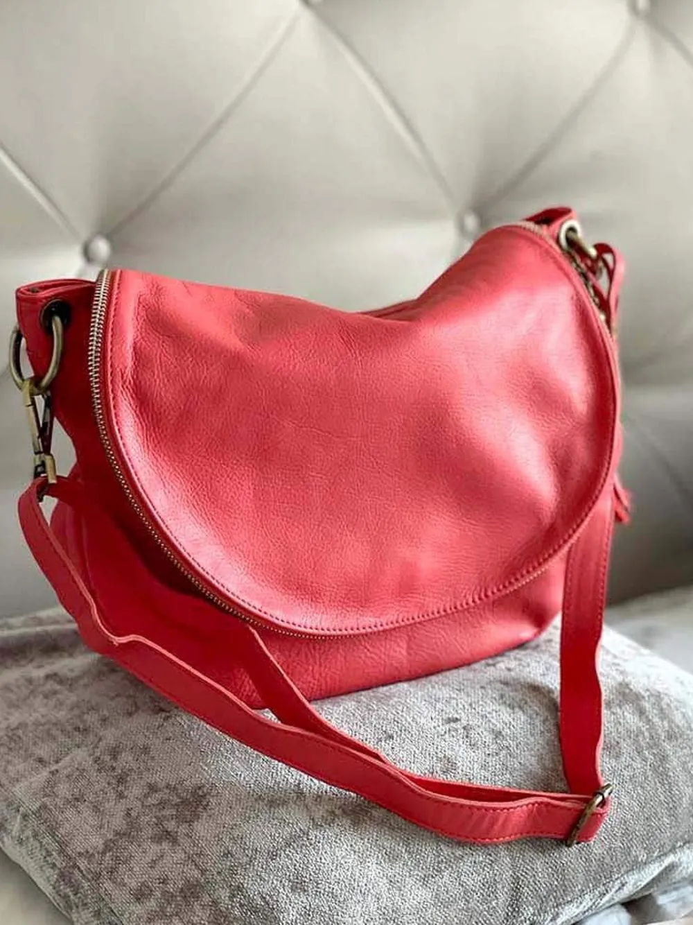 Fashion Sac Rose Corail Yasmine Femmes Sac Porte Epaule Avec Sangle