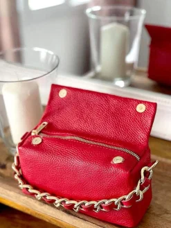 Cheap Sac Rouge Clover Femmes Sac Porte Epaule Avec Sangle
